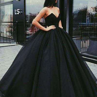 black sweetheart ball gowns for prom party, chic evening gowns for sweet 16 B0244