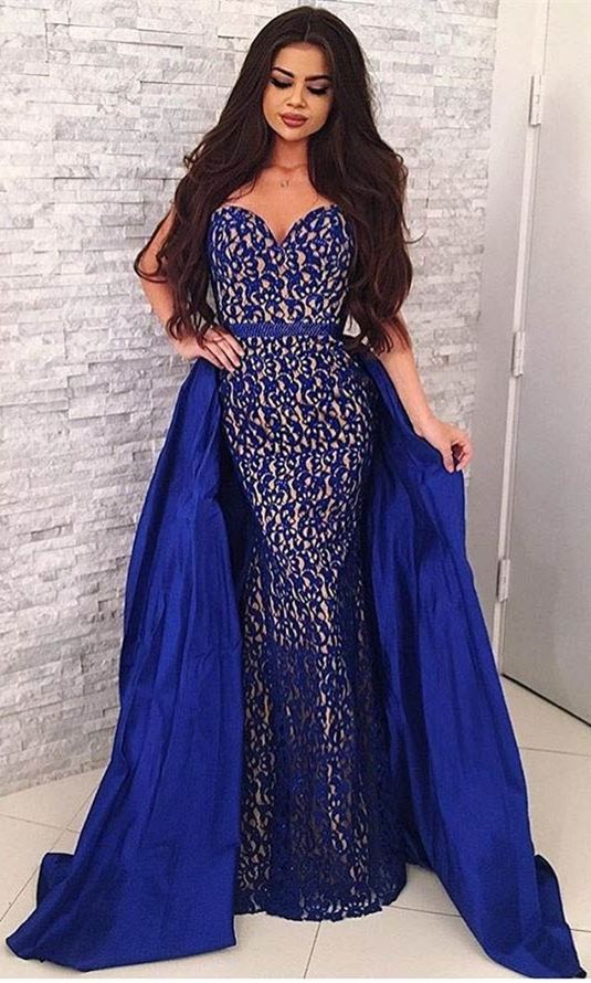 royal blue dress with train