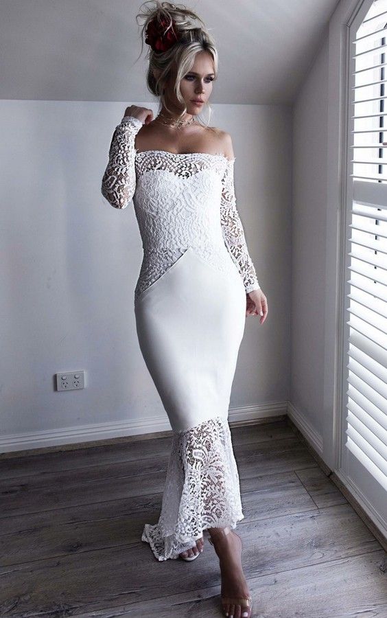 White bodycon prom clearance dress